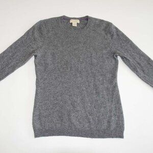 Simply Cashmere Women's 100% Cashmere Crewneck Sweater Medium Gray Pullover M